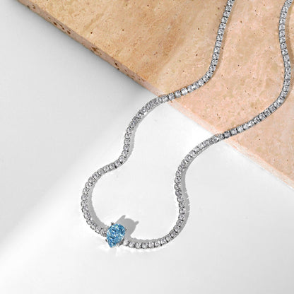 [Luck&Love]1.0 carat Unique Pear Cut Tennis Necklace