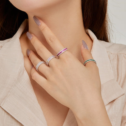 [Luck&Love]Delicate Colorful Round Cut Daily Ring