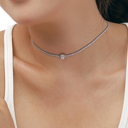 [Luck&Love]1.0 carat Unique Pear Cut Tennis Necklace