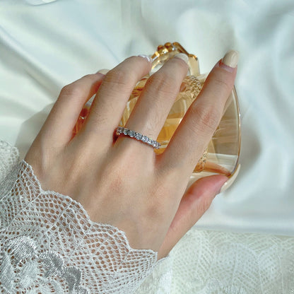 [Luck&Love]Sparkling Round Cut Tennis Ring