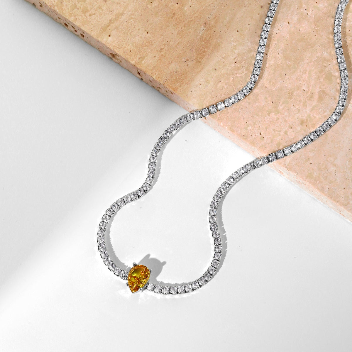 [Luck&Love]1.0 carat Unique Pear Cut Tennis Necklace