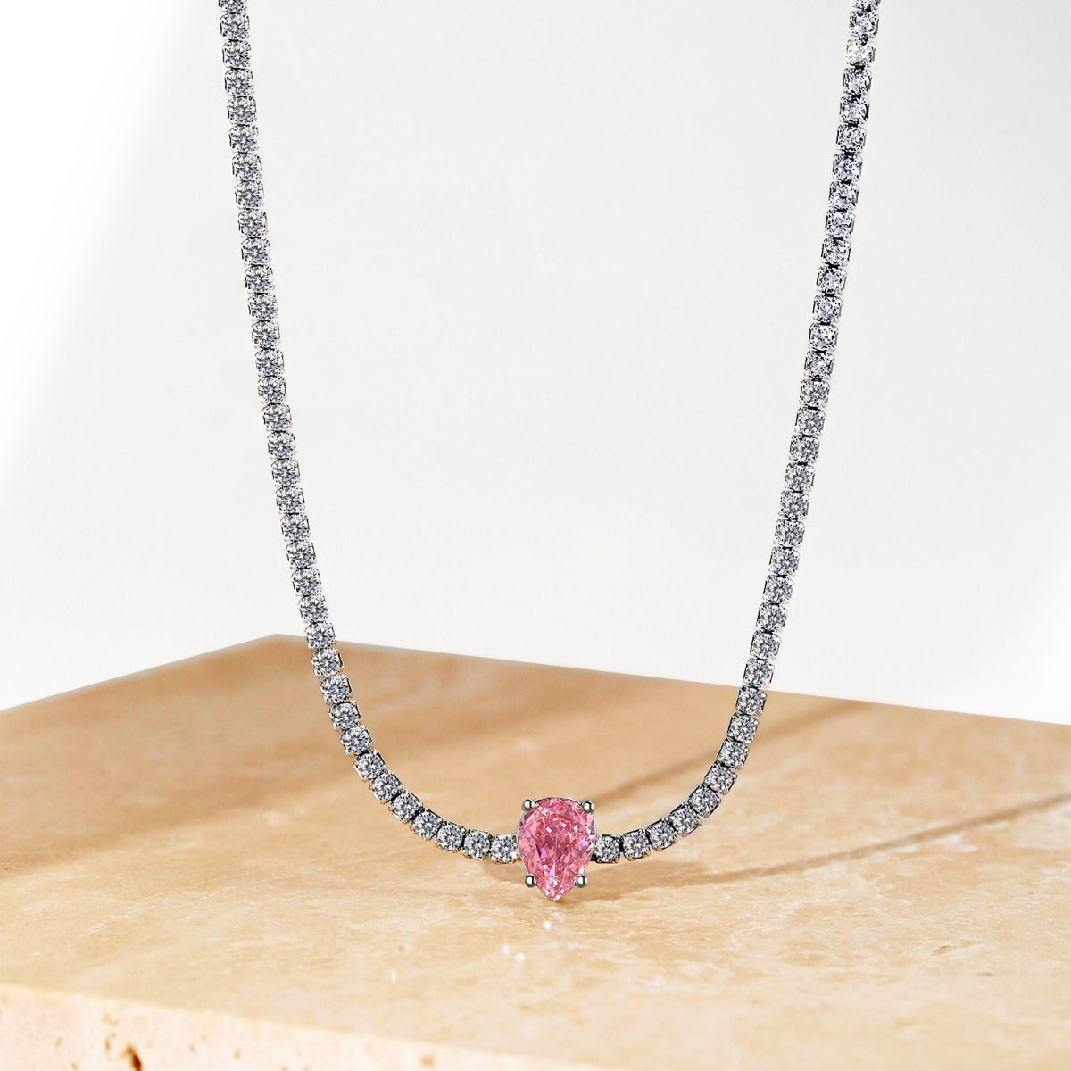 [Luck&Love]1.0 carat Unique Pear Cut Tennis Necklace