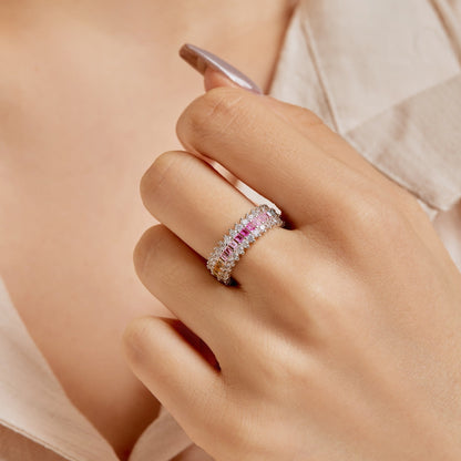 [Luck&Love]Ornate Colorful Radiant Cut Daily Ring