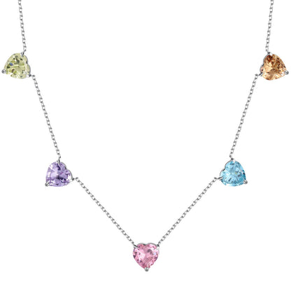 [Luck&Love]Sparkling Colorful Heart Cut Necklace