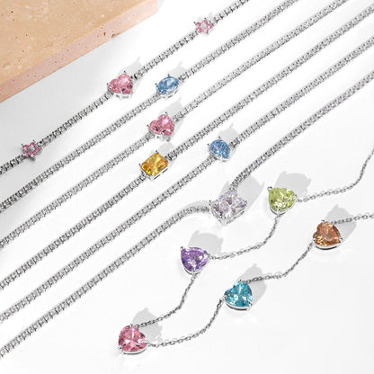 [Luck&Love]Dazzling Pink Heart Flower Necklace