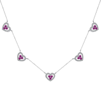 [Luck&Love]Sparkling Five Heart Necklace