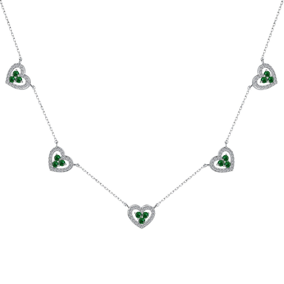 [Luck&Love]Sparkling Five Heart Necklace