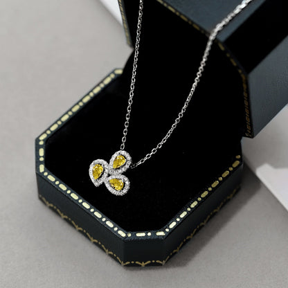 [Luck&Love]Elegant Flower Shape Pear Cut Necklace