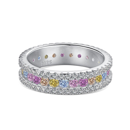 [Luck&Love]Delicate Colorful Round Cut Daily Ring