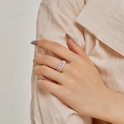 [Luck&Love]Dainty Colorful Radiant Cut Daily Ring