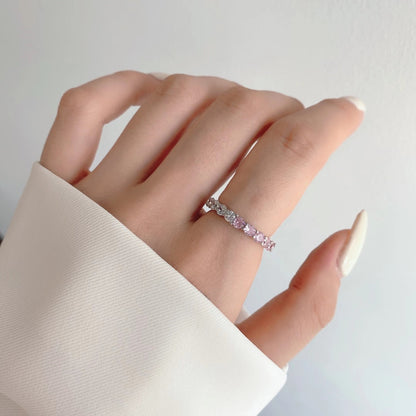 [Luck&Love]Sparkling Round Cut Tennis Ring