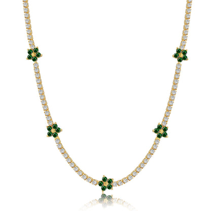 [Luck&Love]CLOVER 20 MOTIFS MALACHITE DIAMOND NECKLACE