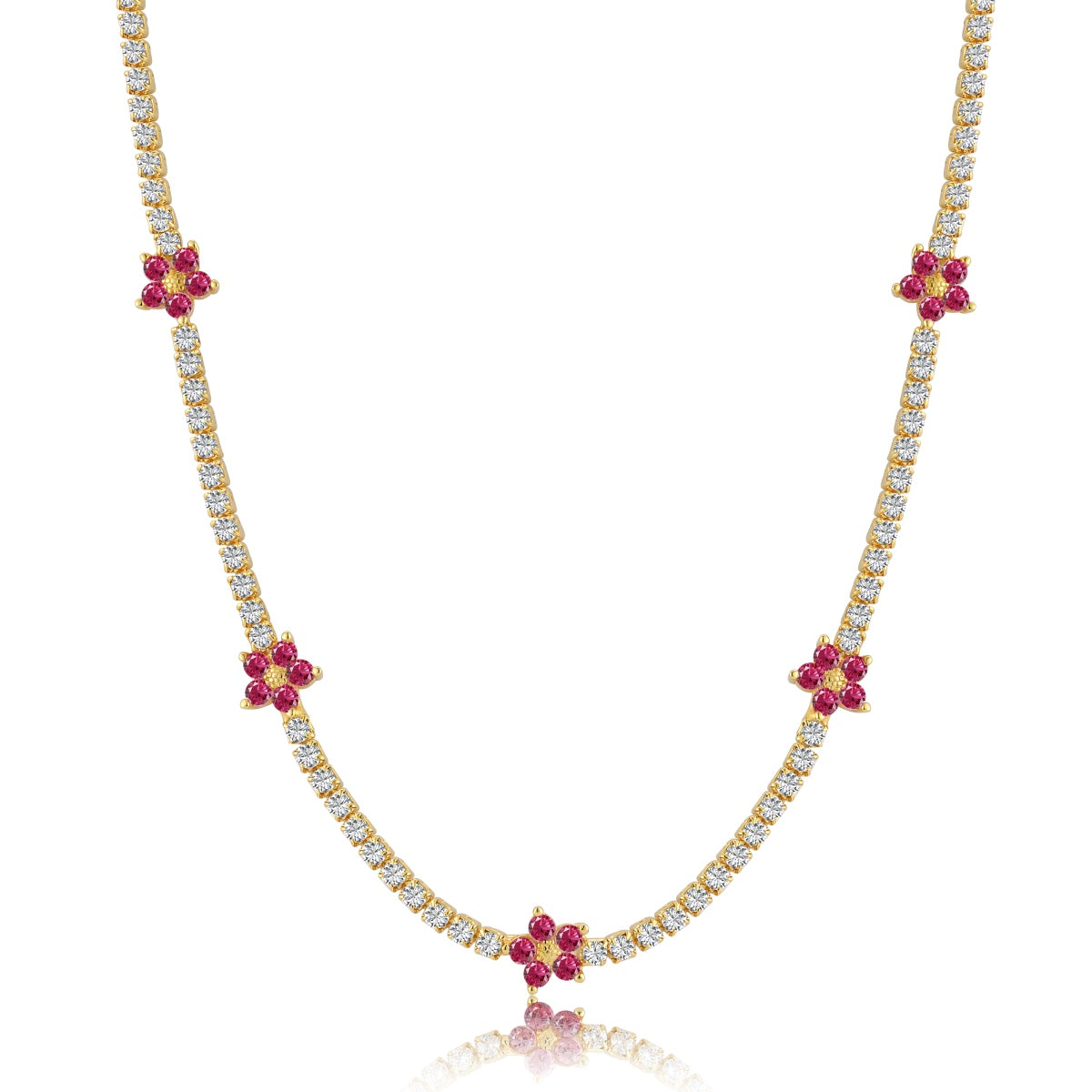 [Luck&Love]Luxurious Colorful Flower Tennis Necklace