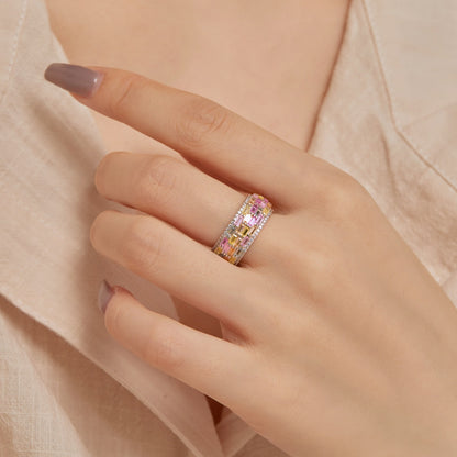 [Luck&Love]Radiant Colorful Radiant Cut Daily Ring