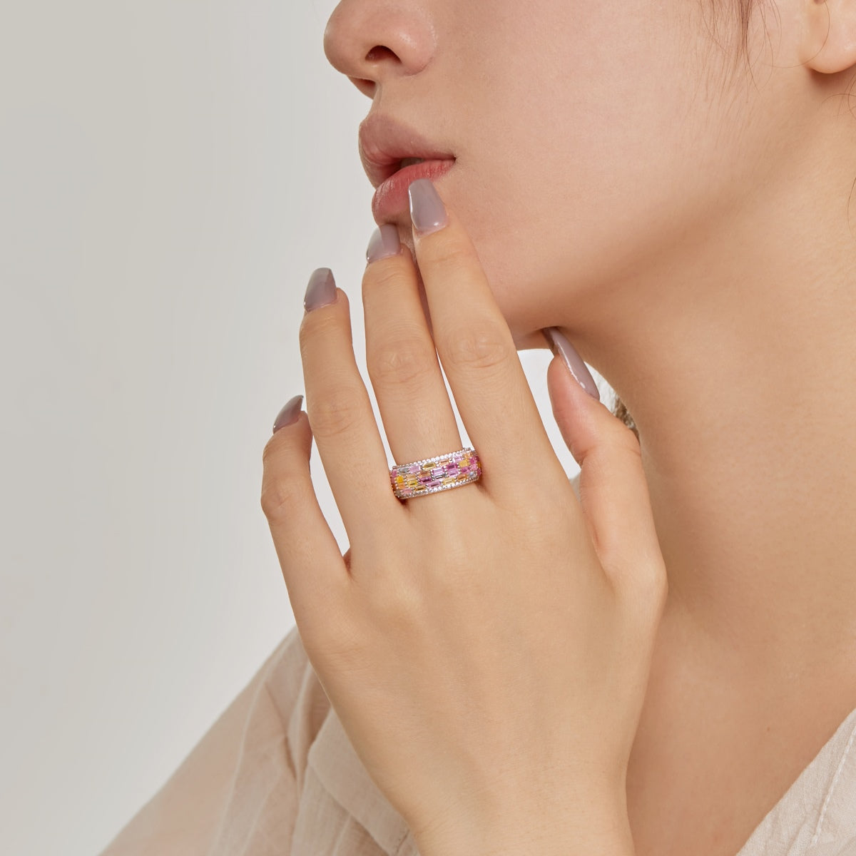 [Luck&Love]Radiant Colorful Radiant Cut Daily Ring