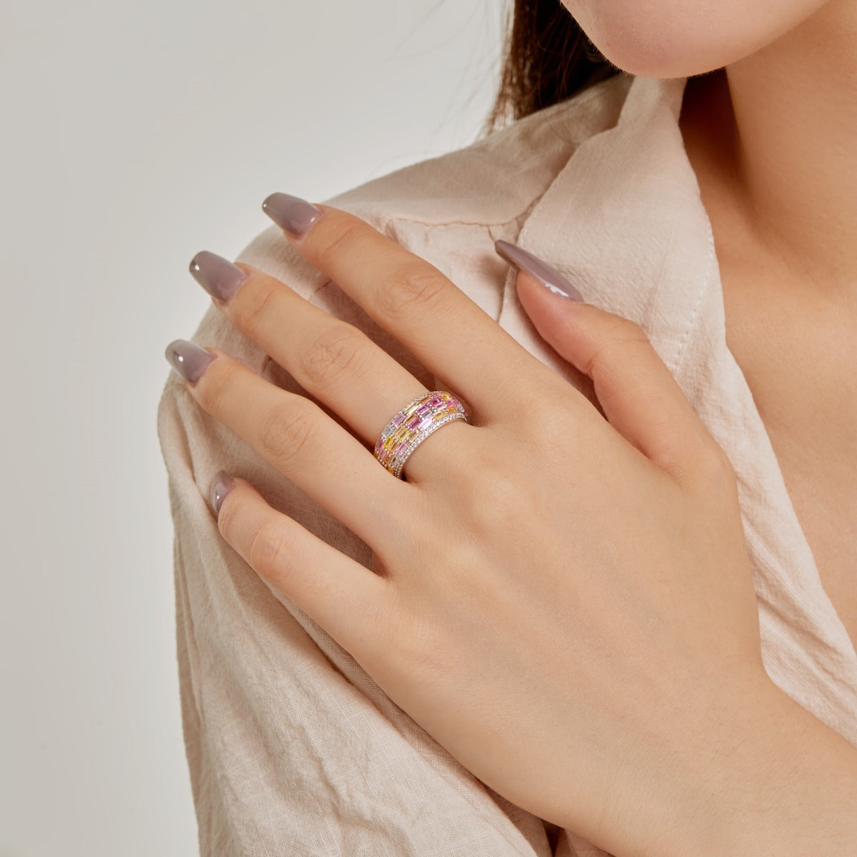 [Luck&Love]Radiant Colorful Radiant Cut Daily Ring