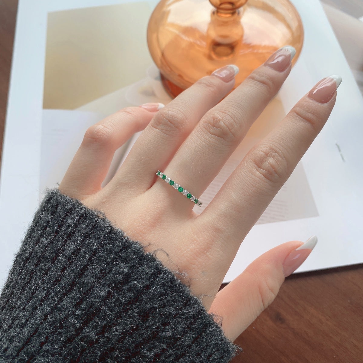 [Luck&Love]Exquisite Colorful Round Cut Tennis Ring