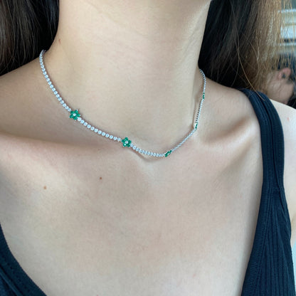 [Luck&Love]CLOVER 20 MOTIFS MALACHITE DIAMOND NECKLACE