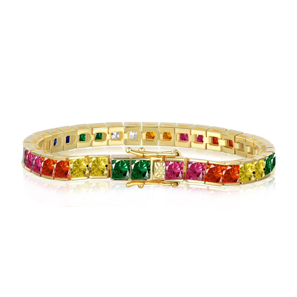 [Luck&Love]Radiant Colorful Princess Cut Tennis Bracelet