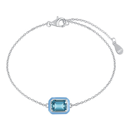 [Luck&Love]2.0 Carat Sparkling Colorful Emerald Cut Daily Bracelet