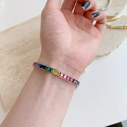 [Luck&Love]Radiant Colorful Princess Cut Tennis Bracelet