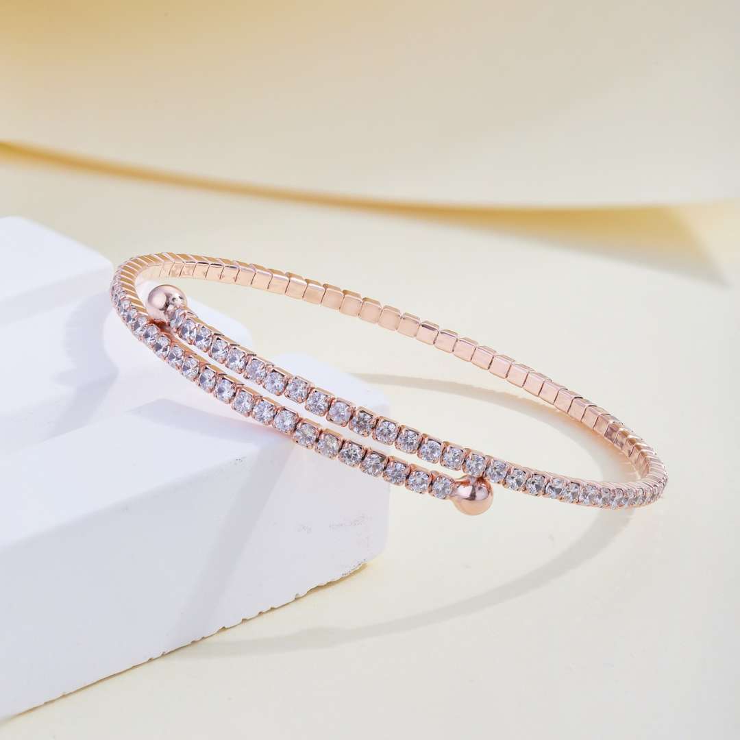 [Luck&Love]Row of Diamonds Round Fashion Bracelet