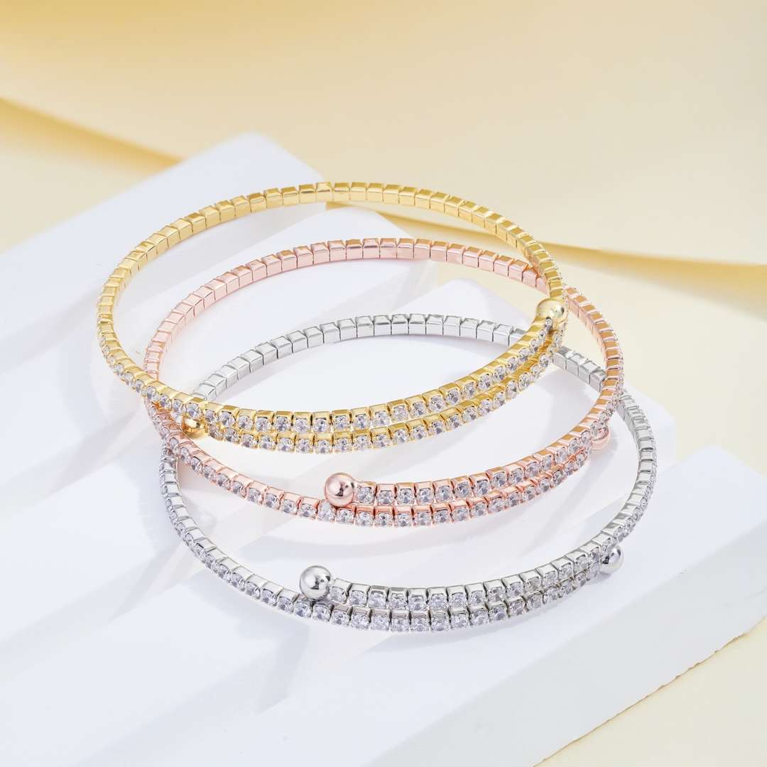 [Luck&Love]Row of Diamonds Round Fashion Bracelet