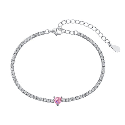 [Luck&Love]0.5 Carat Elegant Romantic Heart Shape Lover Bracelet