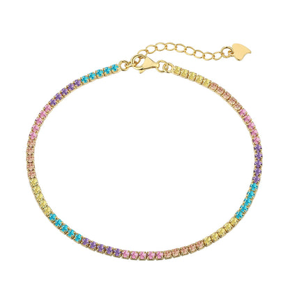 [Luck&Love]Dazzling Colorful Round Cut Daily Bracelet