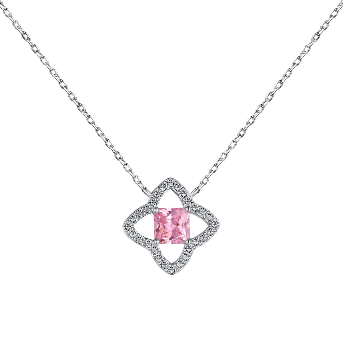 [Luck&Love]Exquisite Flower Shape Princess Cut Necklace