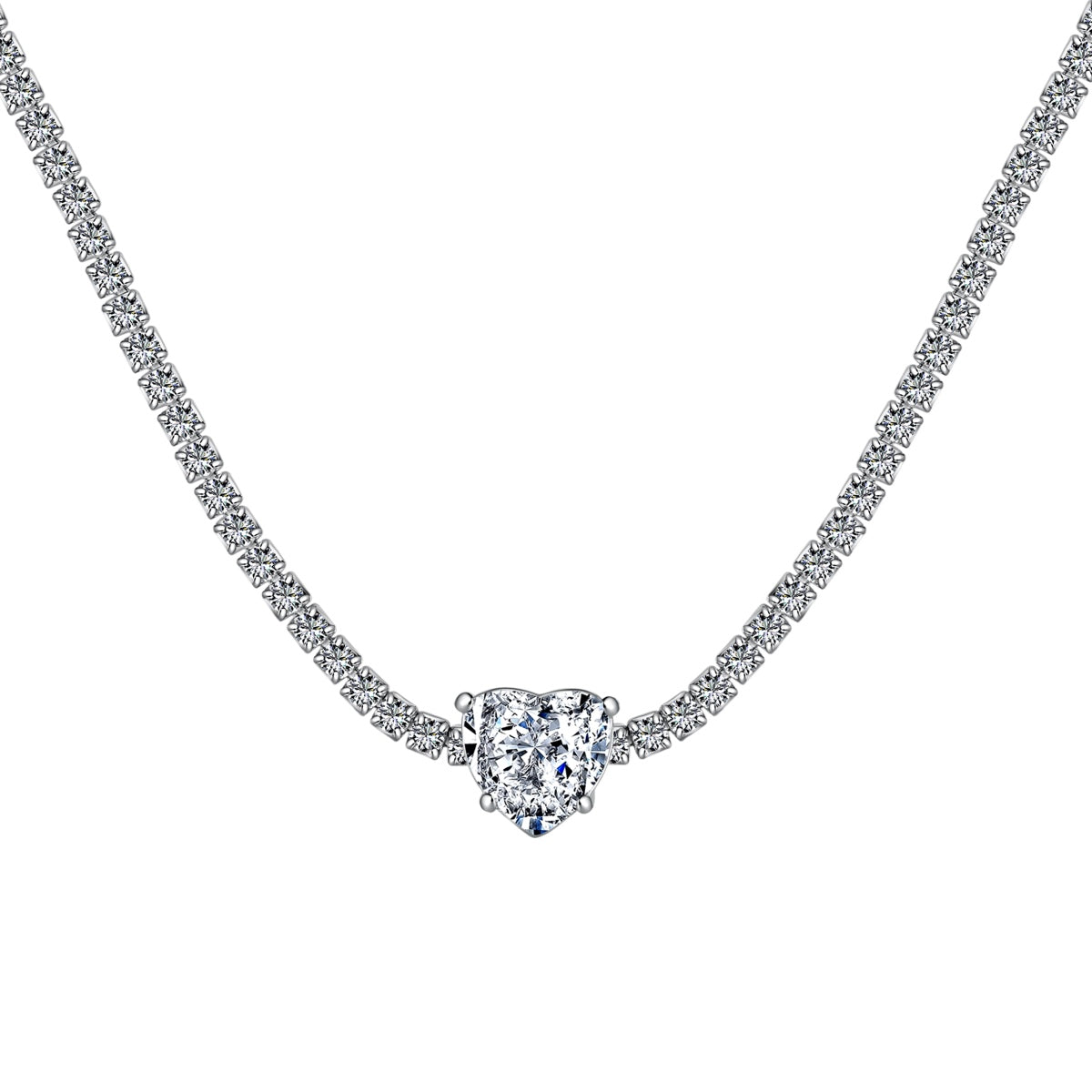 [Luck&Love]2.0 Carat Sparkling Tennis Heart Cut Necklace