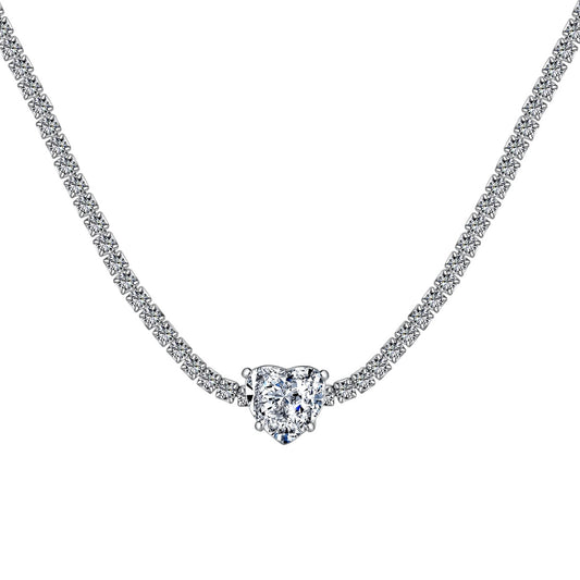 [Luck&Love]2.0 Carat Sparkling Tennis Heart Cut Necklace