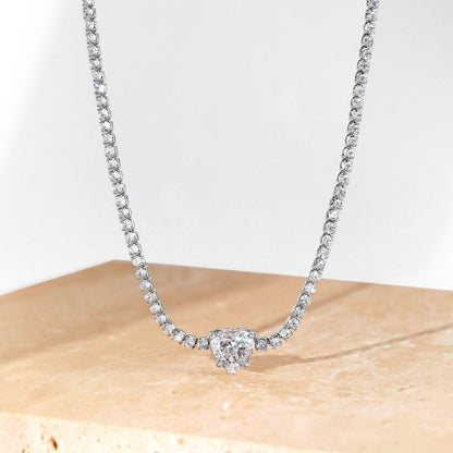 [Luck&Love]2.0 Carat Sparkling Tennis Heart Cut Necklace