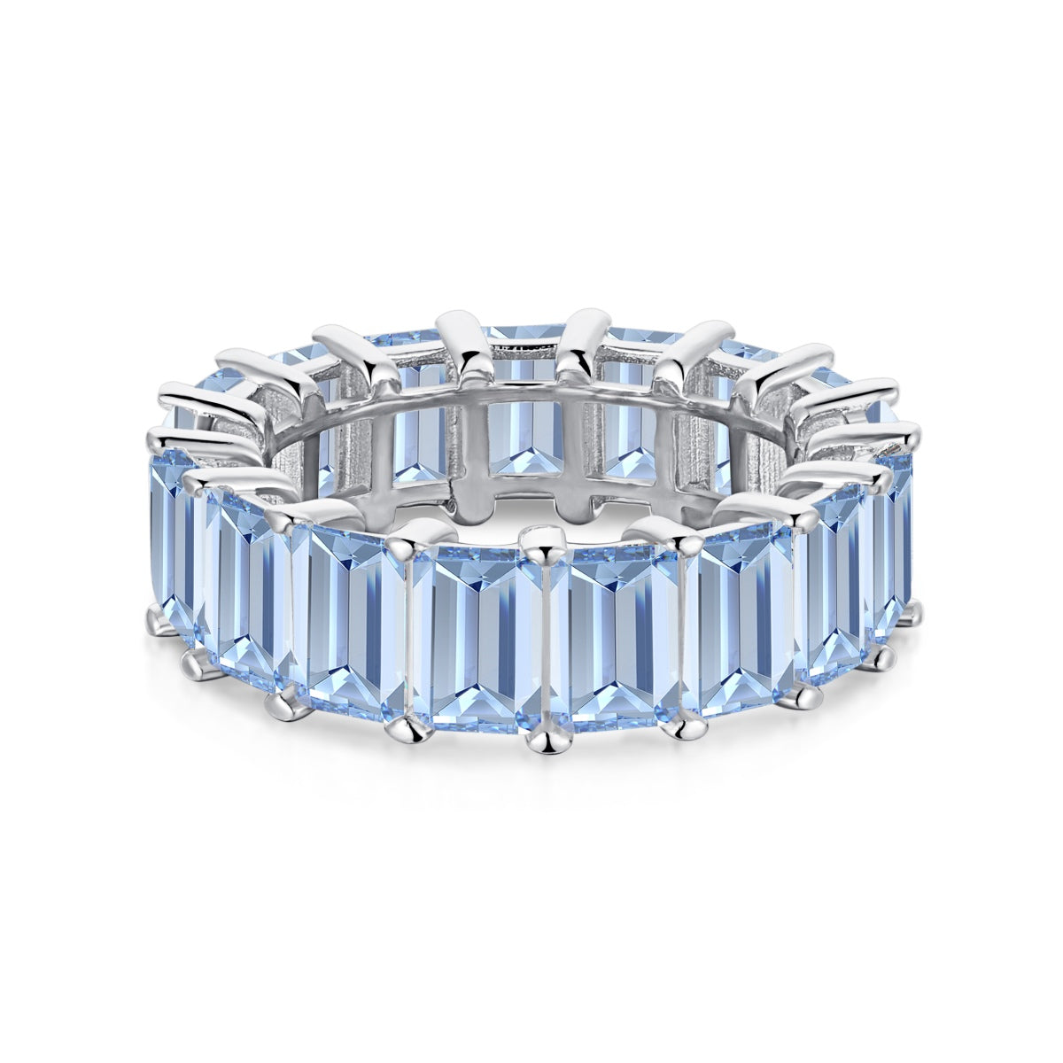 [Luck&Love]0.75 Carat Elegant Emerald Cut Tennis Ring