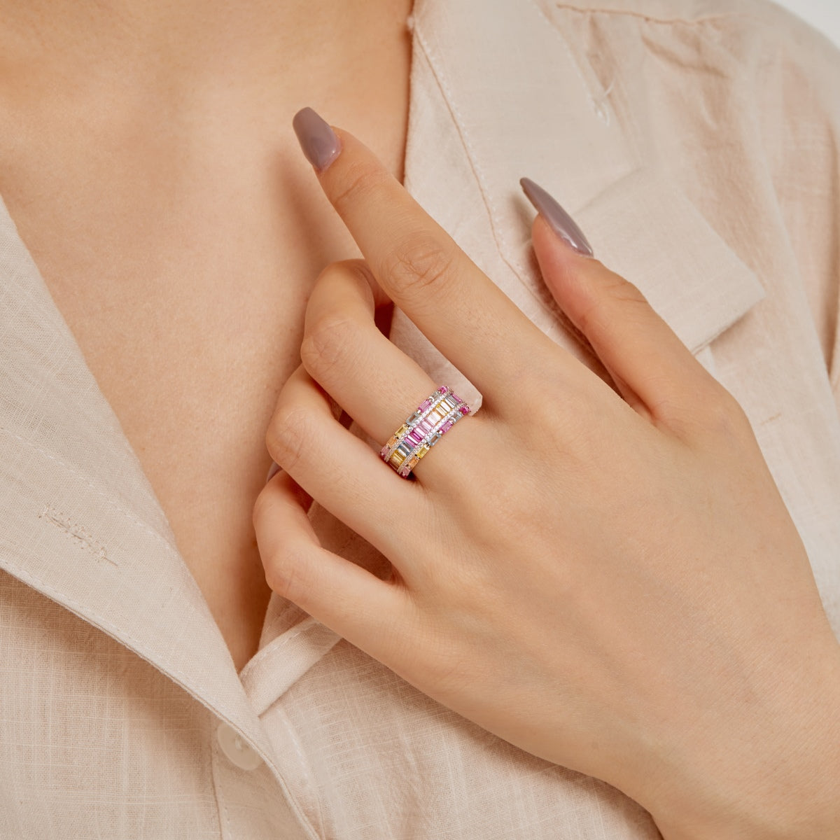 [Luck&Love]Dazzling Colorful Radiant Cut Party Ring