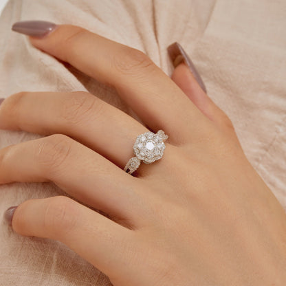 [Luck&Love]Delicate Colorful Round Cut Flower Shape Wedding Ring