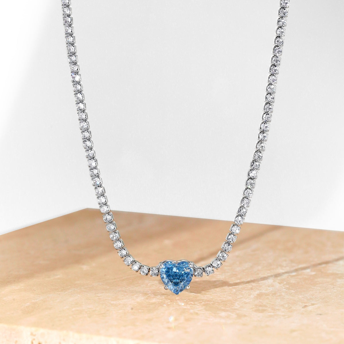 [Luck&Love]2.0 Carat Sparkling Tennis Heart Cut Necklace