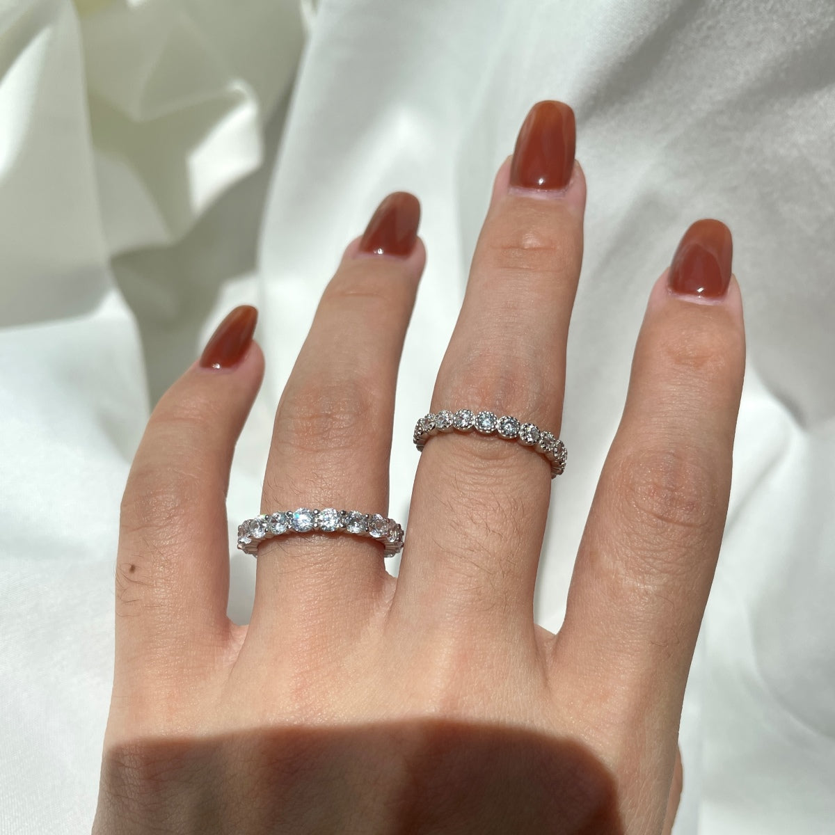 [Luck&Love]Sparkling Round Cut Tennis Ring