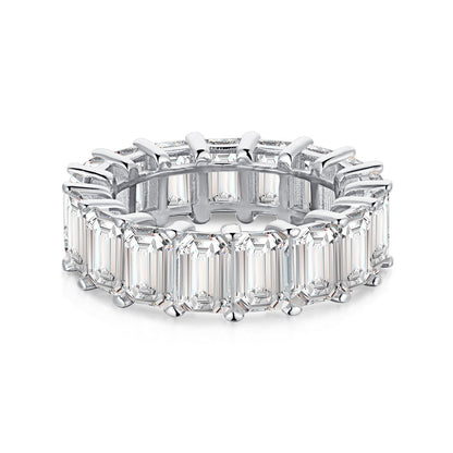 [Luck&Love]0.75 Carat Elegant Emerald Cut Tennis Ring