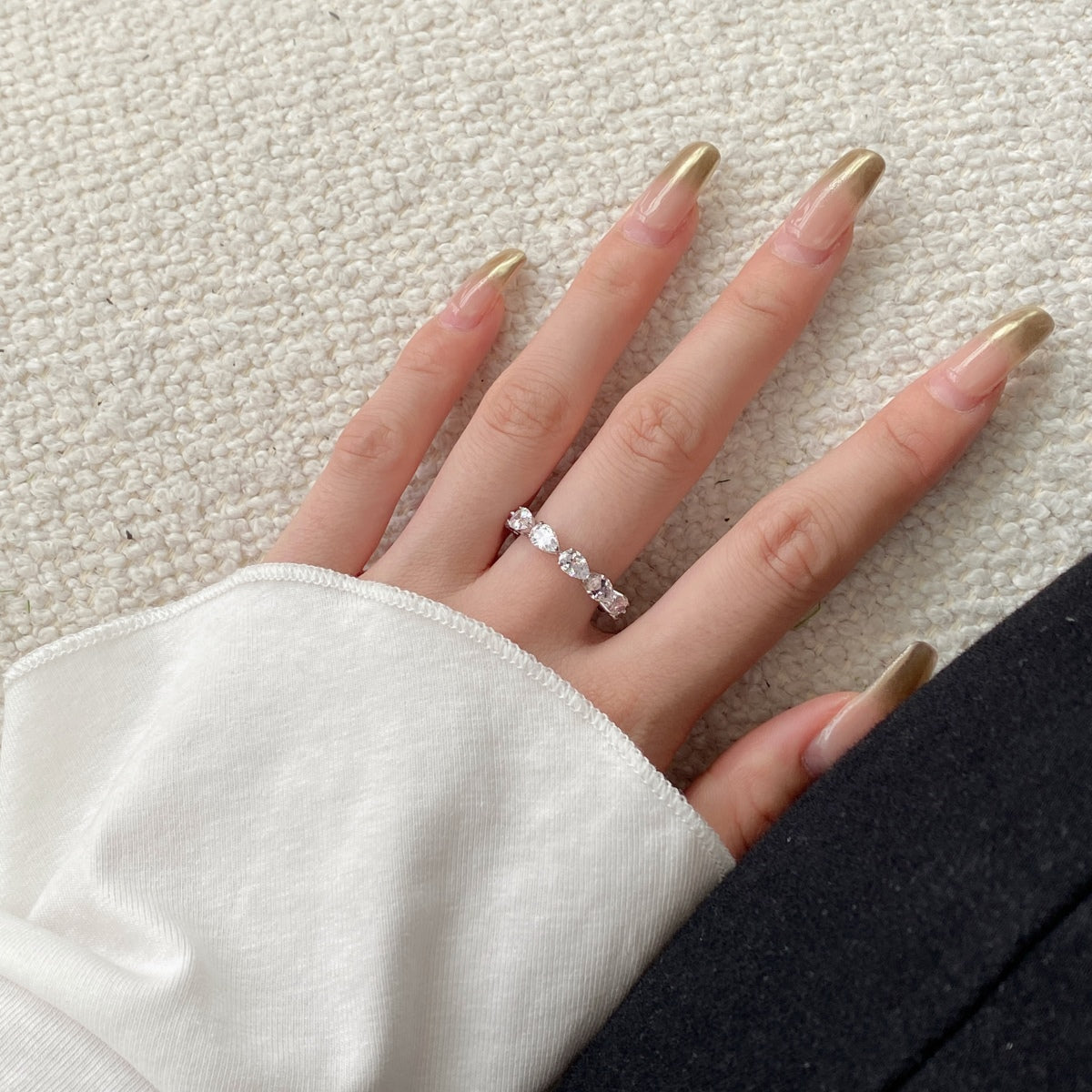 [Luck&Love]Exquisite Pear Cut Tennis Ring